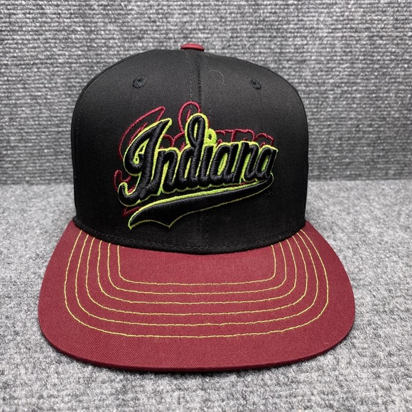Indiana Hoosiers Hat Cap Snap Back Black Red NCAA Basketball Script Mens - Picture 1 of 10